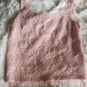 VTG ALEXANDER'S sequin & beaded tank w seashell pattern& fringe(tags present)